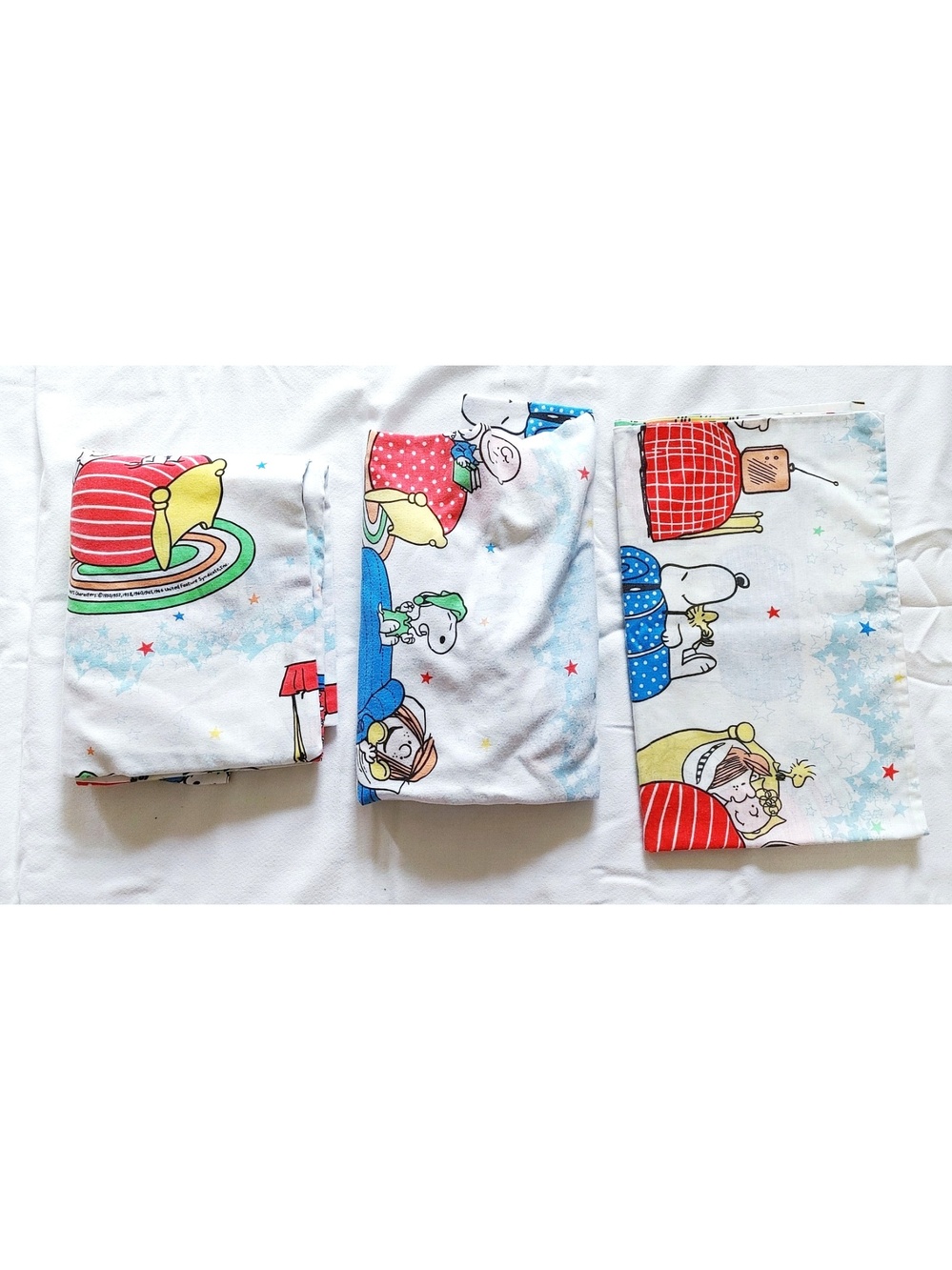Vintage 1966 Charlie Brown Peanuts TWIN Sheet Set Flat & Fitted & Pillowcase